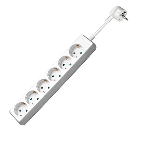 Goobay 51079 Steckdosenleiste / Mehrfachsteckdosenleiste mit 6 Steckdosen / Schutzkontaktsteckdosen / Berührungsschutz / 3500 W / 16 A / 230 V / Kabellänge 3m von goobay