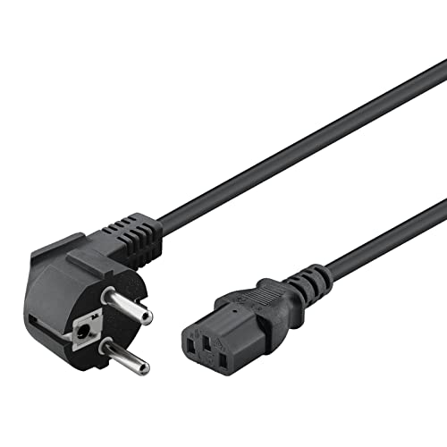 Goobay 51320 Kaltgerätekabel 5m / C13 Kaltgerätebuchse & 90 Grad Schutzkontaktstecker Winkelstecker / Universelles PC Monitor PC Stromkabel C13 Netzkabel / Schwarz / 5 m von goobay