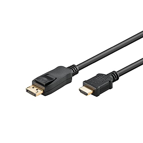 Goobay 51959 DisplayPort auf HDMI Verbindungskabel, DisplayPort-Stecker > HDMI-Stecker (Typ A), 2160p, 4k, UHD,vergoldet, schwarz, 5m von goobay