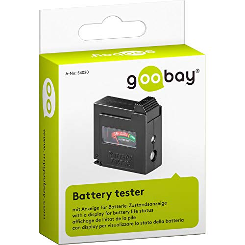 Goobay 54020 Batterietester für alle Batterien & Akkus Batterietester für AAA, AA, C, 9V, D, N & 1,5V Knopfzelle Batterieprüfgerät mit Display Schwarz Goobay 54020 Batterietester für alle Batterien & Akkus Batterietester für AAA, AA, C, 9V, D, N & 1,5V Knopfzelle Batterieprüfgerät mit Display Schwarz von goobay