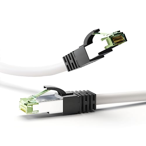 Goobay 55128 RJ45 Patchkabel mit CAT 8.1 S/FTP Rohkabel / Gaming PS5 Playstation 5 2.000 MHz / OFC Lan Kabel 7,5 Meter / Netzwerkkabel LSZH / Weiß / LAN Kabel 7,5m von goobay