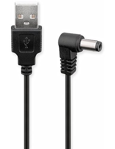 Goobay 55158 DC Stromkabel, Netzkabel, Anschlusskabel – USB-Stecker auf DC-Hohlstecker, 5.5x2.1mm, 5V, schwarz, 1m von goobay