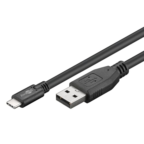 Goobay 55466 USB A auf USB C Kabel 1m / Handykabel 480 Mbits / Ladekabel USB 2.0 zu USB Type C Adapterkabel 5V - 3A / Samsung Galaxy & iPhone / Schwarz / 1 Meter von goobay