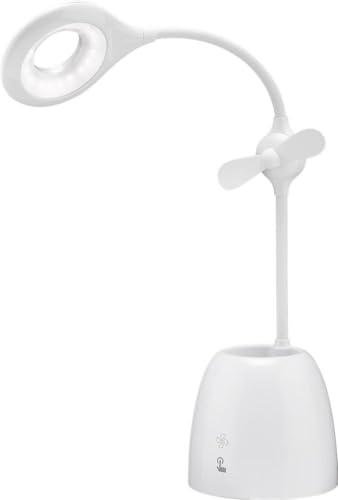 Goobay 55495 LED Schreibtischleuchte mit integriertem Ventilator und Stifte Box, Innenbeleuchtung für Arbeitszimmer, Kinderzimmer, Schlafzimmer oder Büro von goobay