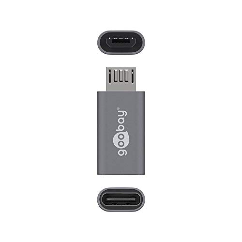 Goobay 55553 USB 2.0 Hi-Speed Adapter, USB-C Buchse auf USB 2.0 Mico Stecker (Typ B), Unterstützt Charging & Sync, grau von goobay