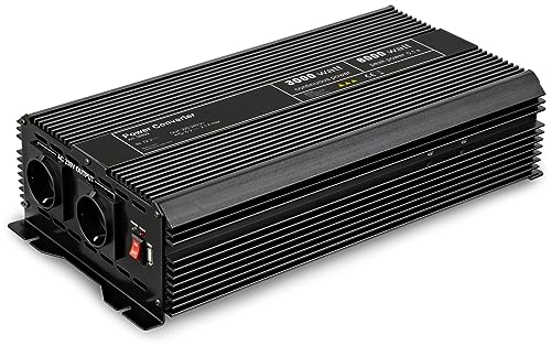 Goobay 58892 Spannungswandler / Wechselrichter / Inverter 12V auf 230V 3000W / 6000W mit 2x AC-Steckdosen und 1x USB-Anschluss (2100mA) von goobay