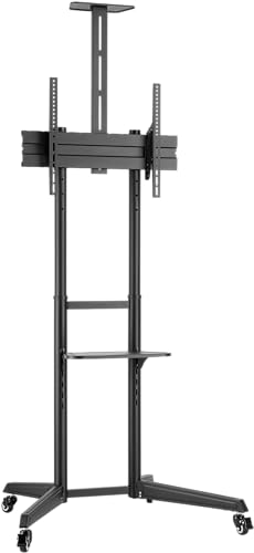 Goobay 59508 Mobiler TV Ständer rollbar / 37“ - 70“ (94-178 cm) Monitor & Fernseher Standfuss/Fernsehständer mit Rollen/TV Bodenständer höhenverstellbar/bis 50 kg/Schwarz von goobay