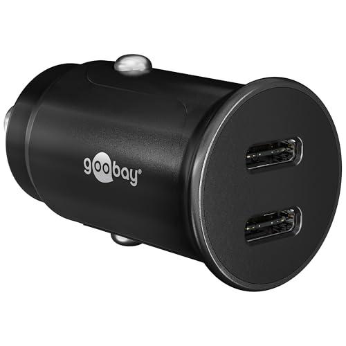Goobay 59705 Dual USB Port Auto Ladegerät USB-C Zigarettenanzünder Power Delivery 12V / 24V Kfz Mini USB Adapter USB Car Charger Schnellladegerät 30W von goobay