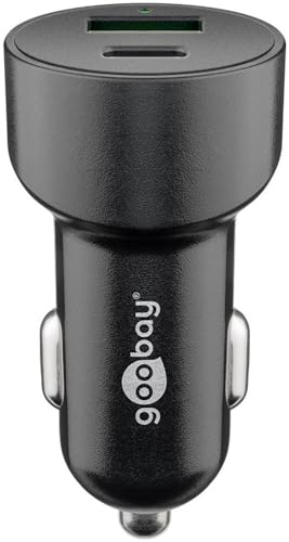 Goobay 61739 - Dual-USB Auto Ladegerät/Schnellladung USB 3.0 und USB-C/KFZ - Zigarettenanzünder Adapter mit Power Delivery 45W bei 12-24V von goobay