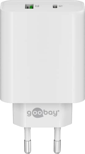 Goobay 61756 Dual Port USB C Ladegerät 45W Schnellladegerät PD Universal USB Netzteil Adapter Ladestecker Fast Charger Samsung S22 iPhone 14 Weiß von goobay
