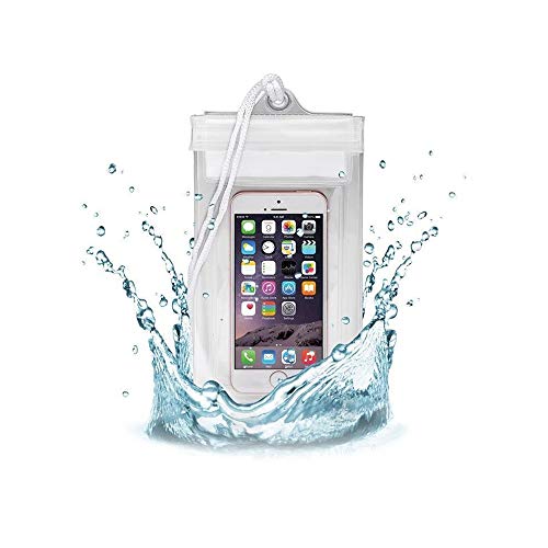 Goobay 62939 Beachbag für Smartphones, Geld etc. – Waterproof IPX8, bis 5 Zoll, Wasser- und Sanddicht, dreifach-zipper, Transparent-Weiß von goobay