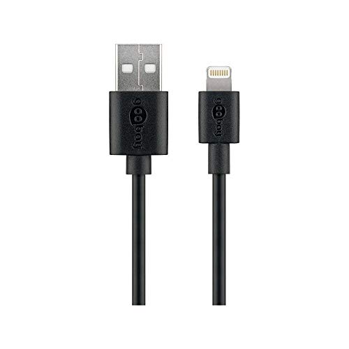 Goobay 63523 Lightningkabel 1m / Apple Lightning auf USB A Ladekabel / High Speed 480 Mbits / Aufladekabel Handyladekabel iPad iPhone AirPods / Schwarz / 1m von goobay