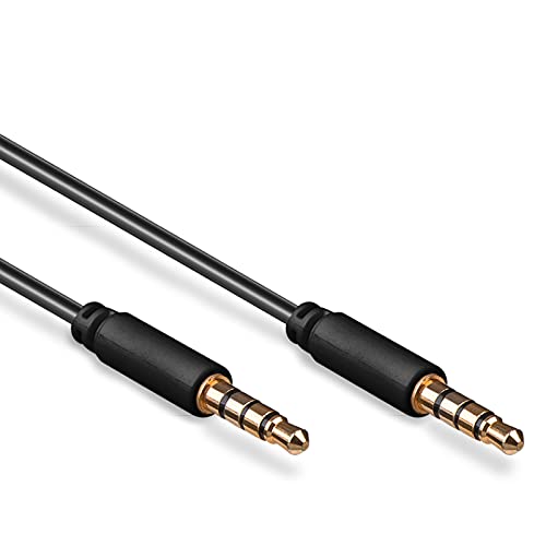 Goobay 63826 AUX-Kabel, Audiokabel, Verbinduskabel, Klinkenkabel, Klinke 3,5mm Stecker (4-Pin, Stereo) > Klinke 3, 5 mm Stecker (4-Pin, Stereo), 4-polig, 1 Meter, schwarz von goobay