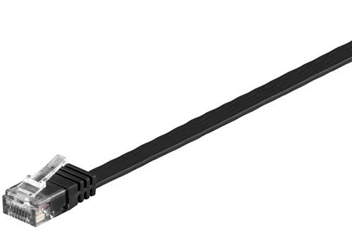 Goobay 65384 CAT 6 Flach-Patchkabel, U/UTP, Schwarz, Kupfermaterial von goobay