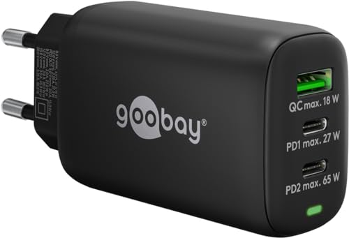 Goobay 65407 USB C Ladegerät Netzteil 65W Power Delivery PD Schnellladegerät/iPhone/Android/USB-C & USB-A 3 Port Mini Adapter für Steckdose/Schwarz Goobay 65407 USB C Ladegerät Netzteil 65W Power Delivery PD Schnellladegerät/iPhone/Android/USB-C & USB-A 3 Port Mini Adapter für Steckdose/Schwarz von goobay