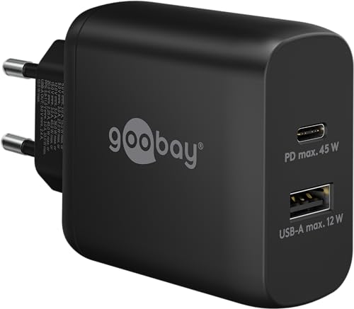 Goobay 65411 Dual Ladegerät 45W / USB-C & USB-A Schnellladegerät Power Delivery/Ladenetzteil mit 2 USB Anschlüssen/Charger für Handy, iPad, Tablet etc. Goobay 65411 Dual Ladegerät 45W / USB-C & USB-A Schnellladegerät Power Delivery/Ladenetzteil mit 2 USB Anschlüssen/Charger für Handy, iPad, Tablet etc. von goobay
