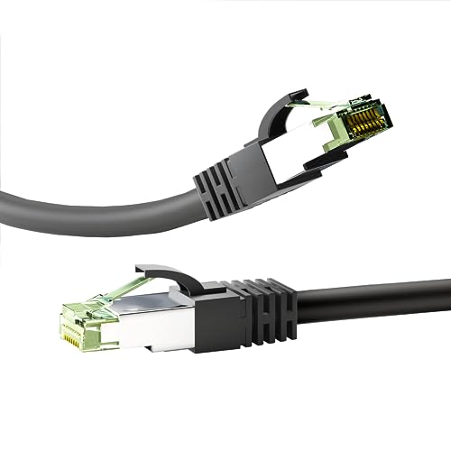 Goobay 66725 RJ45 Patchkabel mit CAT 8.1 S/FTP Rohkabel / RJ45 Stecker / 8K Gaming PS5 Playstation 5 / 2.000 MHz / OFC Netzwerkkabel / Schwarz / LAN Kabel 7,5m von goobay