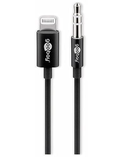 Goobay 66805 Lightning auf 3,5 mm Klinkenstecker Adapterkabel / Apple iPhone MFi Audiokabel / Lightningkabel AUX Kabel Audio für iPhone iPad iPod / Schwarz / 1m von goobay