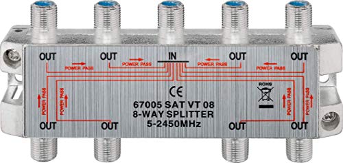 Goobay 67005 SAT Verteiler 8fach SAT Splitter / 8x F Buchse Ausgang / Für Satelliten Anlagen TV Antenne Fernseh / SAT Antennenkabel / 8-fach Antennenverteiler von goobay