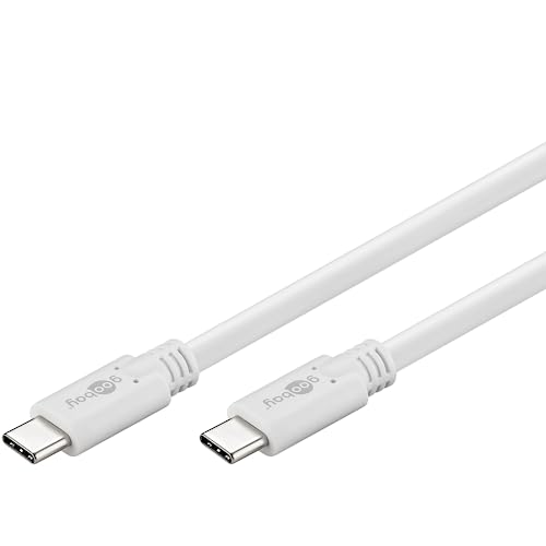 Goobay 67193 USB C Kabel 0,5m 3.2 Gen. 1 / 60W Handykabel / USB C auf USB C Ladekabel 5 Gbits SuperSpeed / USB Type C Handy Samsung Xiaomi Sony / Weiß / 0,5 Meter von goobay