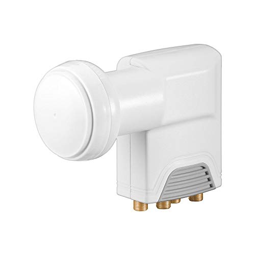 Goobay 67272 Universal Quad LNB Digitaler Satelliten Empfang 4 Teilnehmer direkt digitales Fernsehen UHD 8K F Buchse Wetterschutz SAT DVB-S2 Weiß von goobay