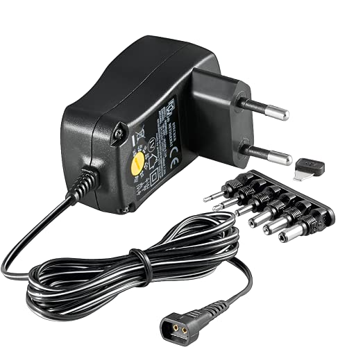 Goobay 67952 Universal Netzteil 3V - 12V max 18 W Netzgerät mit Adapter 2x Klinkenstecker & 4x DC-Stecker 1500 mA Steckernetzteil Schwarz von goobay