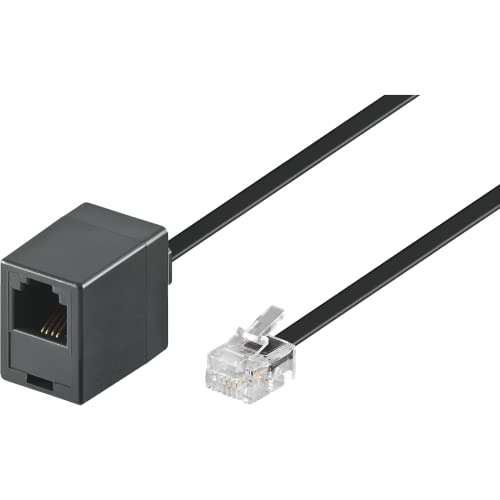 Goobay 68259 Modularanschlusskabel 3 Meter, Schwarz , RJ11/RJ14-Stecker (6P4C) auf RJ11-Buchse (6P4C) , 1er Pack von goobay