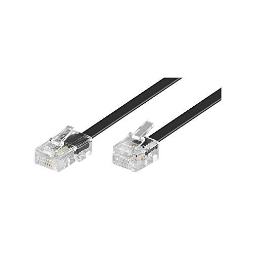 Goobay 68530 Telefonkabel RJ11 Stecker auf RJ45 Stecker Flachkabel RJ11 Kabel für Faxgerät DSL Modem VDSL Router Kabel ISDN DSL Kabel Schwarz 3m von goobay