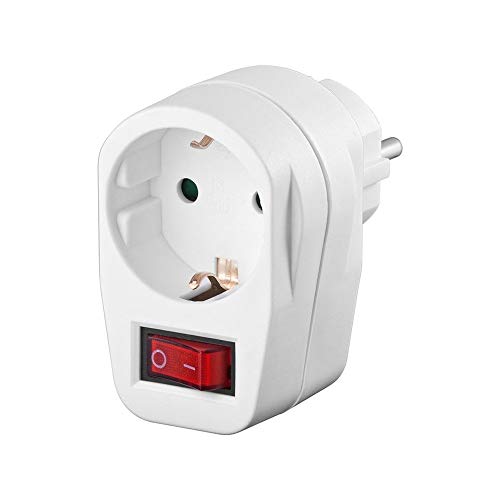 Goobay 68906 Schutzkontaktsteckdose 16 A, 1-er Schutzkontakt-Steckdosenadapter mit Schalter für DE-Stecksysteme von goobay