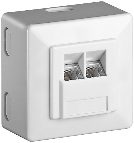 Goobay 69244 CAT 6 Universaldose, Inkl. Aufputzmontage-Rahmen, 2x RJ45 Netzwerkdose Geschirmt von goobay