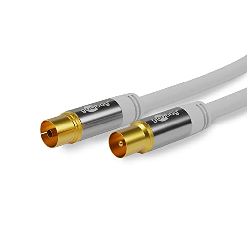 Goobay 70325 TV-Antennenkabel, Koax-Buchse auf Koax-Stecker, 4-fach geschirmt, 135 dB, vergoldet, weiß, (10,0m) von goobay