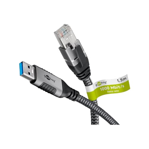 Goobay 10m LAN zu USB Kabel 1 Gbit Datenübertragung - USB A 3.0 auf RJ45 Ethernet CAT 6 Kabel verbindet Router und Notebook oder PC - LAN Kabel Adapter für Laptop - Ersetzt USB auf LAN Adapter - 70694 von goobay
