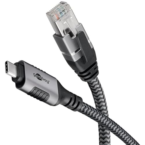 Goobay 70696 USB-C auf RJ45 Ethernet CAT 6 Kabel für stabile kabelgebundene Internetverbindung mit Router/Modem/Netzwerk Switch/Ersetzt USB auf RJ45 Adapter / 1 Gbit/s / 1 Meter von goobay