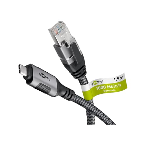 Goobay 70754 USB-C auf RJ45 Ethernet CAT 6 Kabel für stabile kabelgebundene Internetverbindung mit Router/Modem/Netzwerk Switch/Ersetzt USB auf RJ45 Adapter / 1 Gbit/s / 10 Meter von goobay