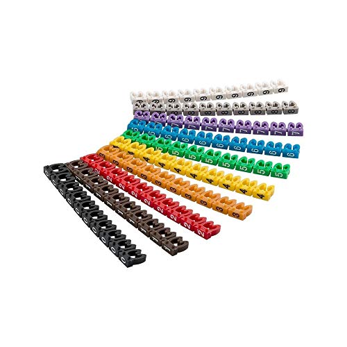 Goobay 72514 Kabelmarkierer Clips mit Ziffern 0 - 9 / Für 3,8 - 5,9 mm Kabeldurchmesser / Kabelmarkierung in 10 Farben / 100 Kabelmarker farbig / Aderkennzeichnung / 4mm Goobay 72514 Kabelmarkierer Clips mit Ziffern 0 - 9 / Für 3,8 - 5,9 mm Kabeldurchmesser / Kabelmarkierung in 10 Farben / 100 Kabelmarker farbig / Aderkennzeichnung / 4mm von goobay