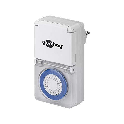 Goobay 73289 Analoge Zeitschaltuhr Aussen – IP44 – 30 Minuten Takt - Schutzklappe – für Outdoorbereich geeignet - Spritzwasserschutz von goobay