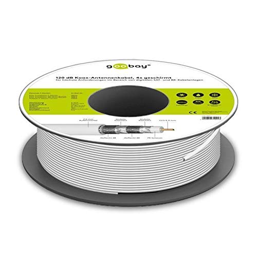 Goobay 74021 SAT Koaxialkabel Satellitenkabel 120 dB / Antennenkabel 100m / 4fach geschirmt / Kabelfernsehen HDTV - DVB-T - DVB-S Fernsehkabel / CCS Koax SAT Kabel / Weiß / 100m Goobay 74021 SAT Koaxialkabel Satellitenkabel 120 dB / Antennenkabel 100m / 4fach geschirmt / Kabelfernsehen HDTV - DVB-T - DVB-S Fernsehkabel / CCS Koax SAT Kabel / Weiß / 100m von goobay