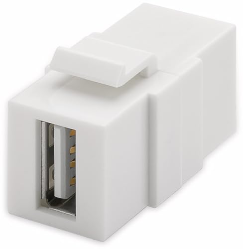 Goobay 90856 Keystone Modul USB Kupplung mit 2x USB-A Buchsen 2.0 / USB Kabel Verlängerung / USB Verbinder mit Snap-In-System / 17,2 mm / Weiß von goobay