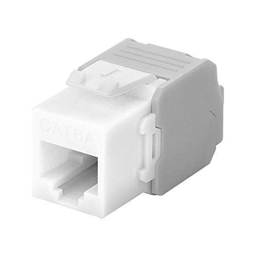 Goobay 90867 Keystone Modul RJ45 Buchse / CAT 6A Netzwerkstecker 500 MHz / UTP Ethernet Buchse 8P8C / LSA Montage für 5 - 9 mm Netzwerkkabel / Weiß von goobay