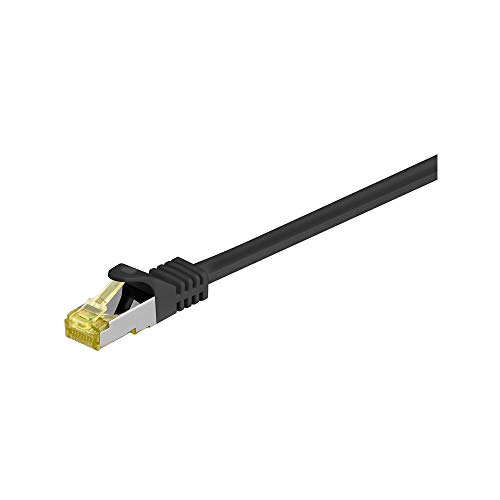Goobay 91581 RJ45 Patchkabel CAT 6A S/FTP (PiMF) mit CAT 7 Rohkabel / 500 MHz Netzwerkkabel / Internetkabel RJ 45 Stecker / LAN Kabel Schwarz 0,5m von goobay