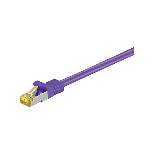Goobay 91582 RJ45 Patchkabel CAT 6A S/FTP (PiMF) mit CAT 7 Rohkabel / 500 MHz Netzwerkkabel / Internetkabel RJ 45 Stecker / LAN Kabel / Violett 0,5m von goobay