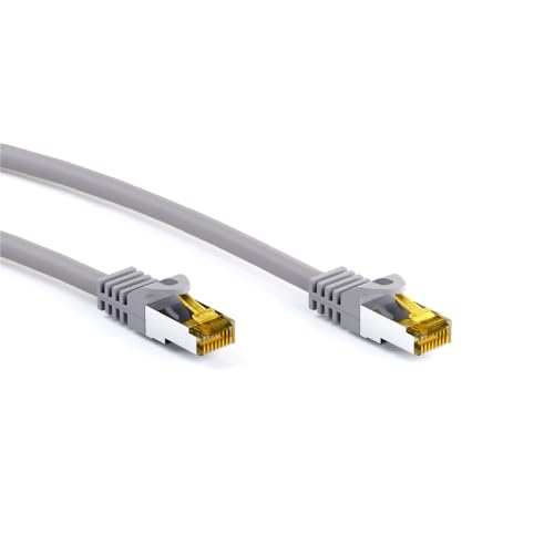 Goobay 91585 RJ45 Patchkabel CAT 6A S/FTP (PiMF) mit CAT 7 Rohkabel / 500 MHz Netzwerkkabel / Internetkabel RJ 45 Stecker / LAN Kabel Grau 1m von goobay