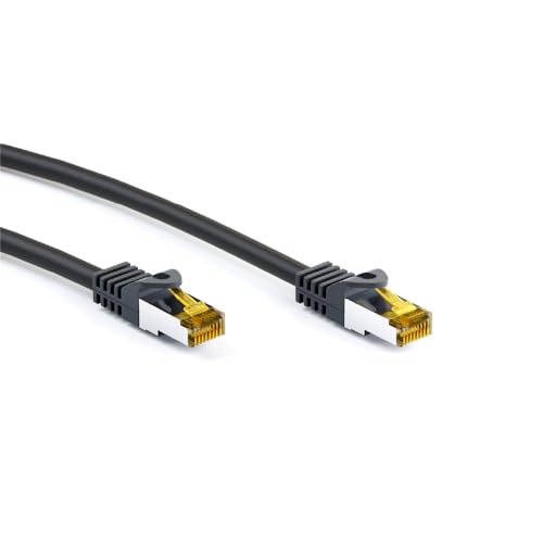 Goobay 91590 RJ45 Patchkabel CAT 6A S/FTP (PiMF) mit CAT 7 Rohkabel / 500 MHz Netzwerkkabel / Internetkabel RJ 45 Stecker / LAN Kabel Schwarz 1m von goobay