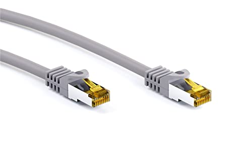 Goobay 91639 RJ45 Patchkabel CAT 6A S/FTP (PiMF) mit CAT 7 Rohkabel / 500 MHz Netzwerkkabel / Internetkabel RJ 45 Stecker / LAN Kabel Grau 10m von goobay