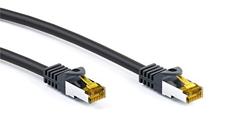 Goobay 91644 RJ45 Patchkabel CAT 6A S/FTP (PiMF) mit CAT 7 Rohkabel / 500 MHz Netzwerkkabel / Internetkabel RJ 45 Stecker / LAN Kabel Schwarz 10m von goobay