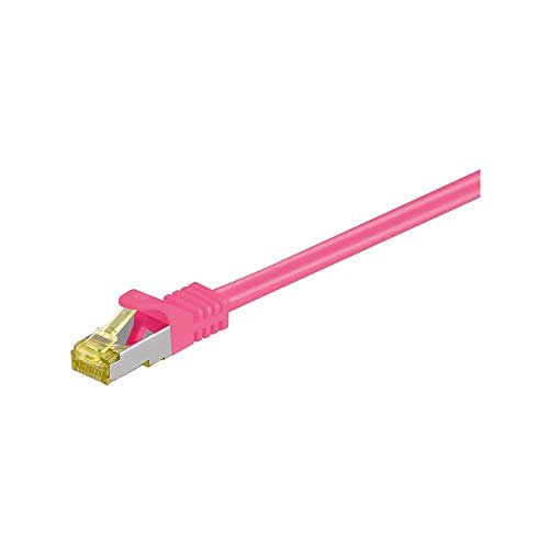 Goobay 91650 RJ45 Patchkabel CAT 6A S/FTP (PiMF) mit CAT 7 Rohkabel / 500 MHz Netzwerkkabel / Internetkabel RJ 45 Stecker / LAN Kabel / Magenta 15m von goobay
