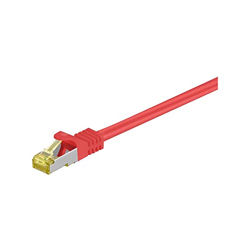 Goobay 91652 RJ45 Patchkabel CAT 6A S/FTP (PiMF) mit CAT 7 Rohkabel / 500 MHz Netzwerkkabel / Internetkabel RJ 45 Stecker / LAN Kabel / Rot 15m von goobay