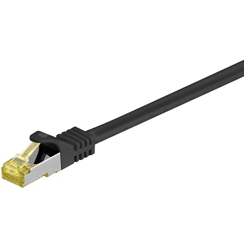 Goobay 92648 Lan Kabel 0,5meter doppelt geschirmt S-FTP - Netzwerkkabel CAT 7 Kabel 0,5m - LAN Kabel CAT 7 mit 10 Gigabit - RJ45 Stecker - Schwarz von goobay