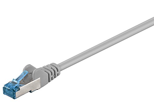 Goobay 92685 CAT 6a PatchKabel, EthernetKabel, doppelt geschirmt, S-FTP bis 10000 Mbits, 500 Mhz, halogenfrei Kupfer Kabel, RJ-45 Stecker, vergoldete Kontakte, 1m, Grau von goobay