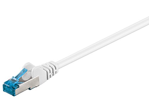 Goobay 92708 CAT 6a PatchKabel, EthernetKabel, doppelt geschirmt, S-FTP bis 10000 Mbits, 500 Mhz, halogenfrei Kupfer Kabel, RJ-45 Stecker, vergoldete Kontakte, 0,5m, Weiß von goobay